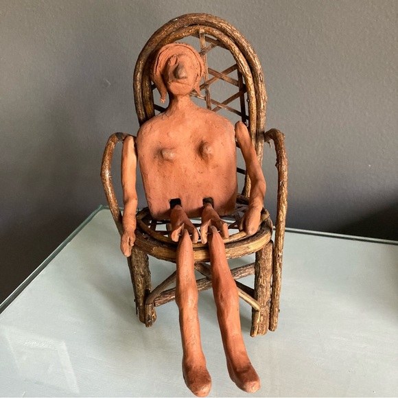 Handcrafted Clay Hinged Figural Sculpture - Picture 2 of 8